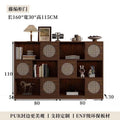 Half wall solid wood bookcase low cabinet storage cabinet all-in-one living room side cabinet combination cabinet storage rack color matching rattan bookshelf