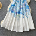 spring new arrival: european and american style elegant sleeveless midi dress with notch collar, cinched waist, and floral print