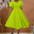 D362 independent station  women's clothing  new fashion v-neck puff sleeve plus size dress african dress