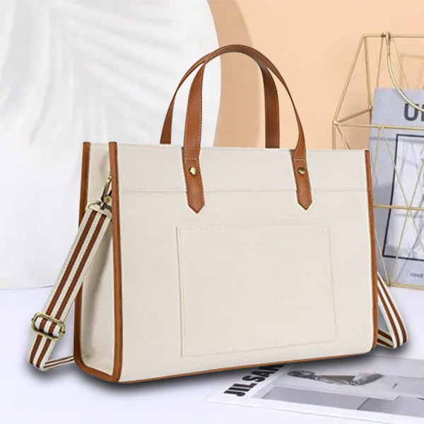 Bag Women's 2023 New Women's Portable Canvas Briefcase Occupational Commuter Large Capacity Crossbody One Shoulder Tote Bag