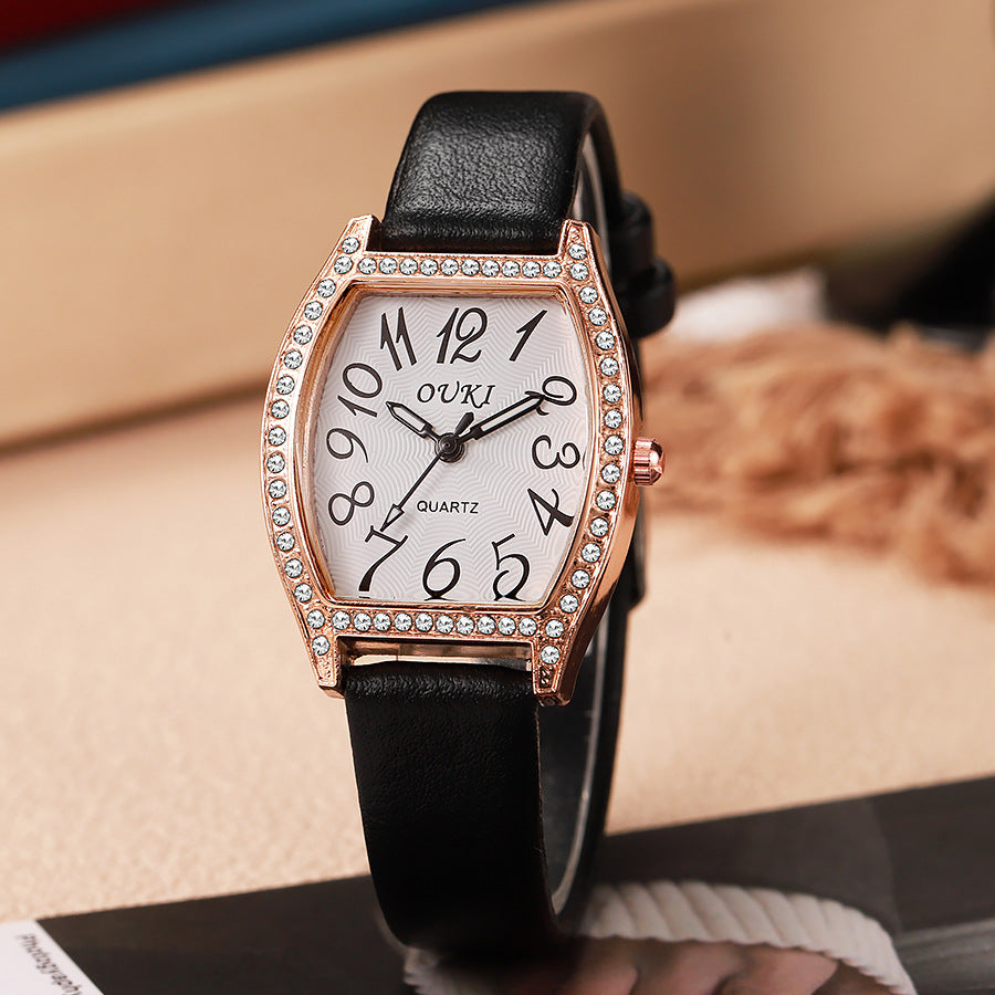 2025 new tiktok viral barrel-shaped full diamond european and american style watch, fashionable women's quartz watch, in-stock wholesale