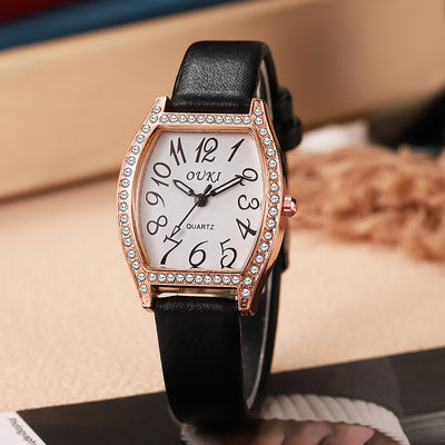 2025 new tiktok viral barrel-shaped full diamond european and american style watch, fashionable women's quartz watch, in-stock wholesale