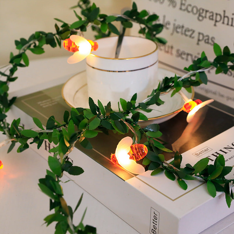 New led light string green leaf rattan bubble ball little bee battery box USB indoor and outdoor scene decorative light