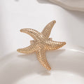 Pearl ring set wholesale european and american cross-border starfish jewelry women's niche high-end hand jewelry hollow open ring