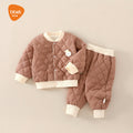 Babibele cotton-padded outfit set: quilted, two-piece, baby & toddler padded set - thickened cotton pants and outerwear top for autumn and winter