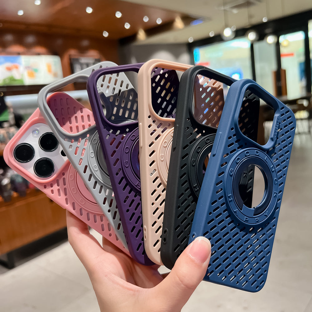 Cooling magnetic ring stand phone case for apple 16 pro max, silicone soft case with cutout design, iphone 15 protective cover