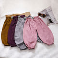 Kidssummer ice silk pleated bloomers thin baby anti-mosquito pants children's air conditioning pants casual nine-point pants