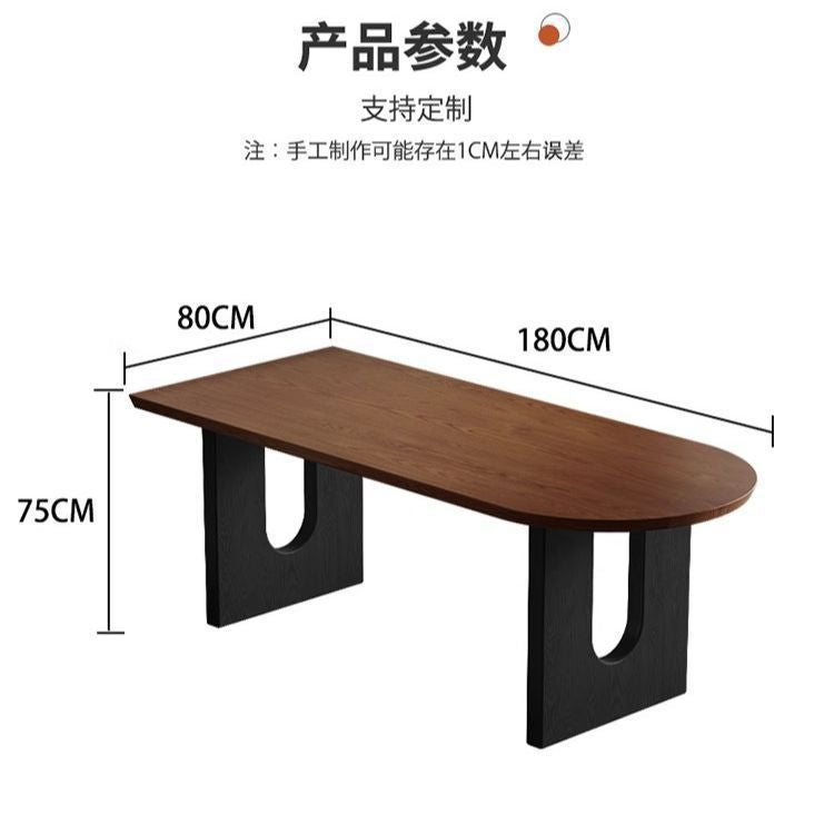 French medieval style solid wood island dining table and chairs for home small apartment wall-mounted semi-circular dining table negotiation reception long table