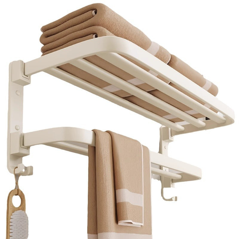 Cream style bathroom towel rack, punch-free bathroom toilet storage rack, bath towel rack, all-in-one clothes storage rack