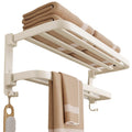 Cream style bathroom towel rack, punch-free bathroom toilet storage rack, bath towel rack, all-in-one clothes storage rack