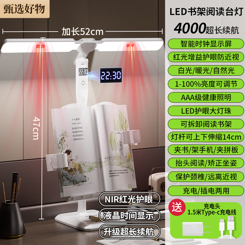led bookshelf multifunctional desk lamp - ideal for studying, dorm room desks, homework, reading, and student charging - perfect gift!