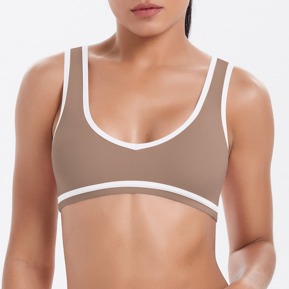 new color block criss-cross fitted brushed high-stretch yoga set - 5-piece running, fitness, and breathable training outfit