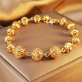Women's elegance 24k gold plated copper bracelet, artificial zircon and heart pendant - party and vacation accessories