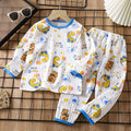 new children's pure cotton pajama set - summer long sleeve sleepwear, lightweight air conditioning suit for boys and girls