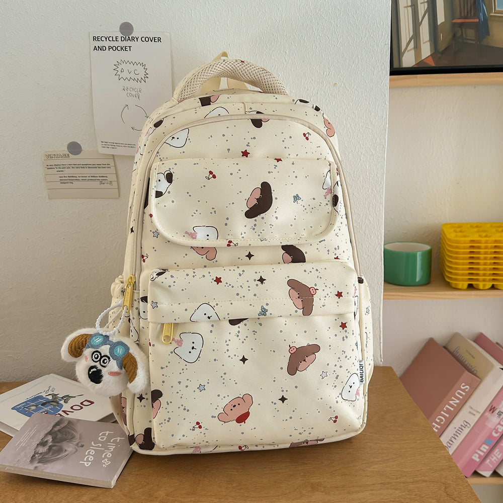 New arrival cartoon nicheeasiest for match school bag korean style girl bag style printing graffiti student women's backpack waterproof backpack