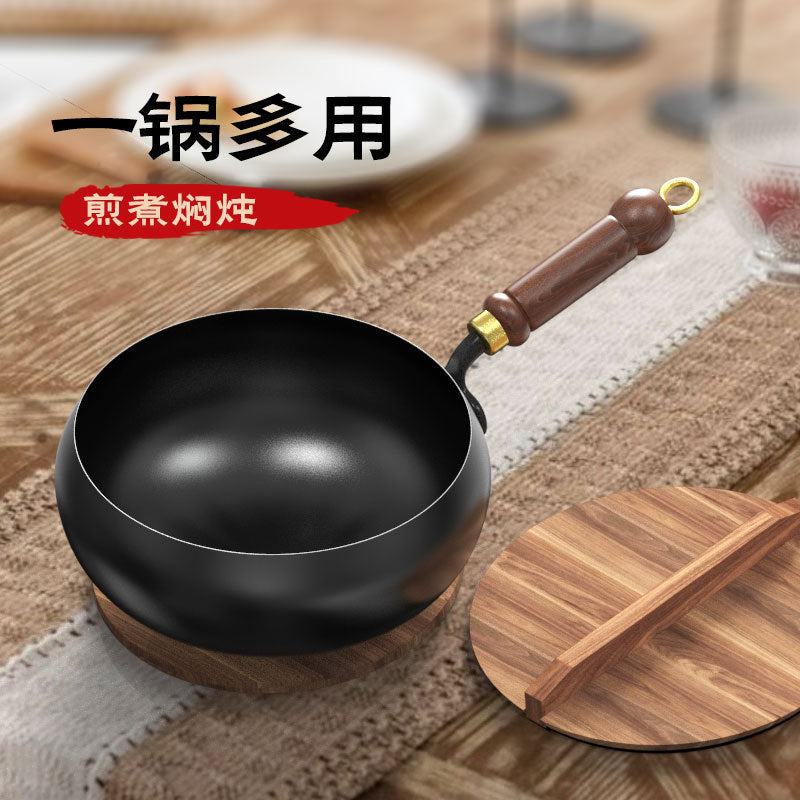 Zhangqiu iron pot, hand-forged, traditional ancient cooking pot, for home, uncoated, non-stick pot, popular pot with big belly
