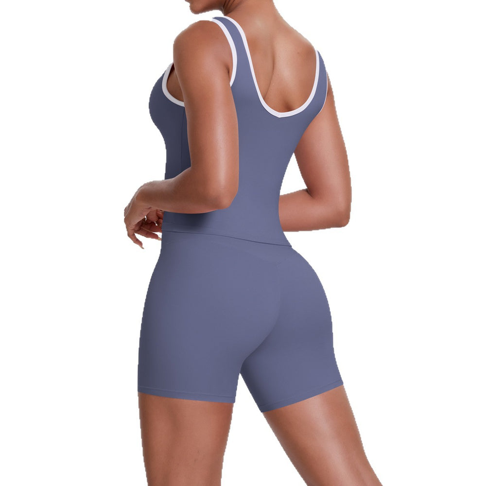 Cross high waist sports suit for women, tight-fitting, nude, contrast color, backless yoga clothes, outdoor running, quick-drying fitness suit