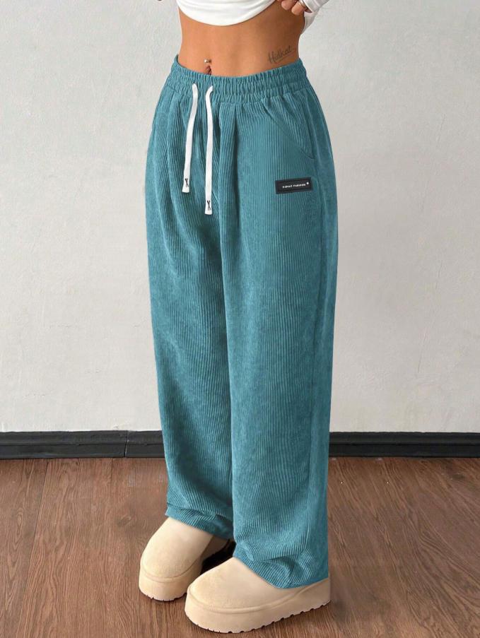 autumn/winter new arrival: women's relaxed fit drawstring solid color pocket casual pants - perfect for cross-border e-commerce on  (us & europe)