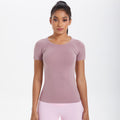 Spring/summer new one-piece knit short-sleeve crew neck sports t-shirt - running, fitness, slim-fit, breathable yoga top for women