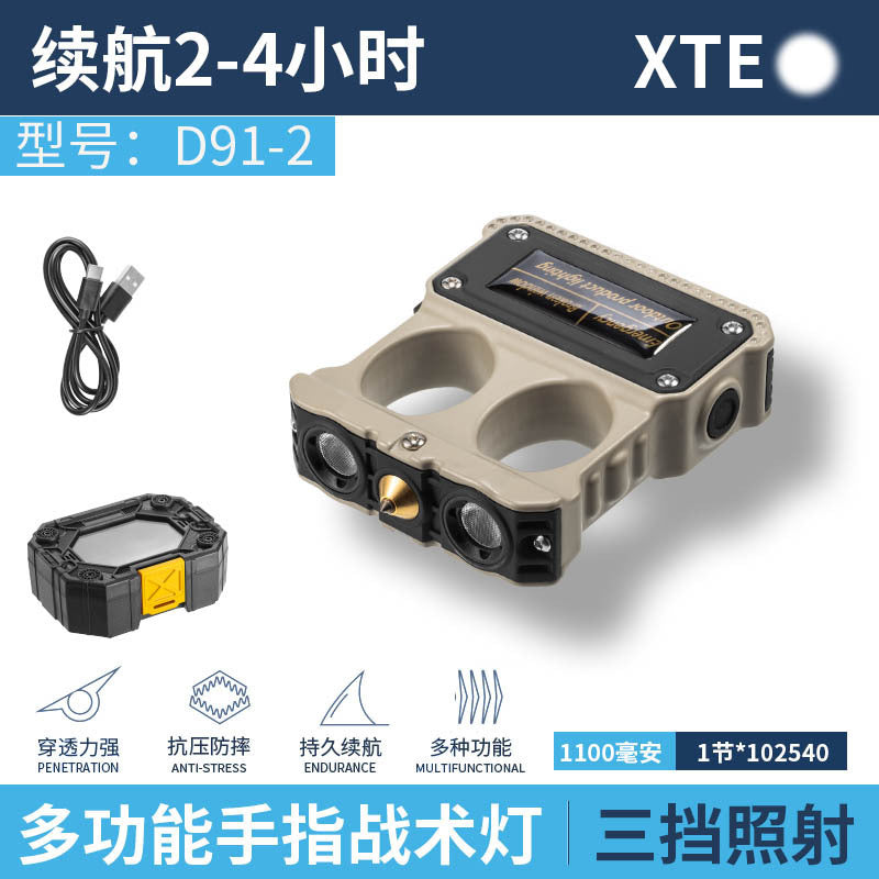 Cross-border new car self-defense finger light USB charging finger glove self-defense self-rescue broken window survival emergency lighting