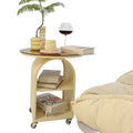 Cream style sofa round glass side table modern creative living room coffee table bedroom bedside table small table movable