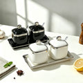 New ceramic seasoning jar set - complete home spice rack, salt & sugar bowl set with spoons - wholesale kitchen utensils
