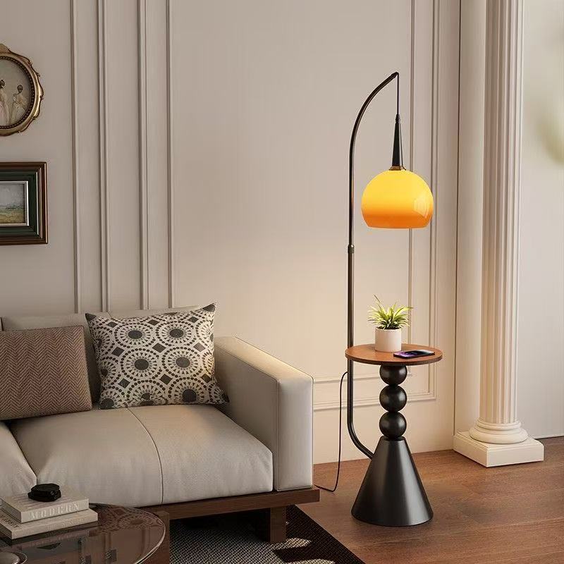 American retro fishing floor lamp living room sofa side storage rack coffee table grapefruit lamp medieval style bedroom bedside lamp