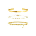 Amazon 26 letter pendant stainless steel gold beads beaded bracelet paper clip chain open bracelet stackable suit