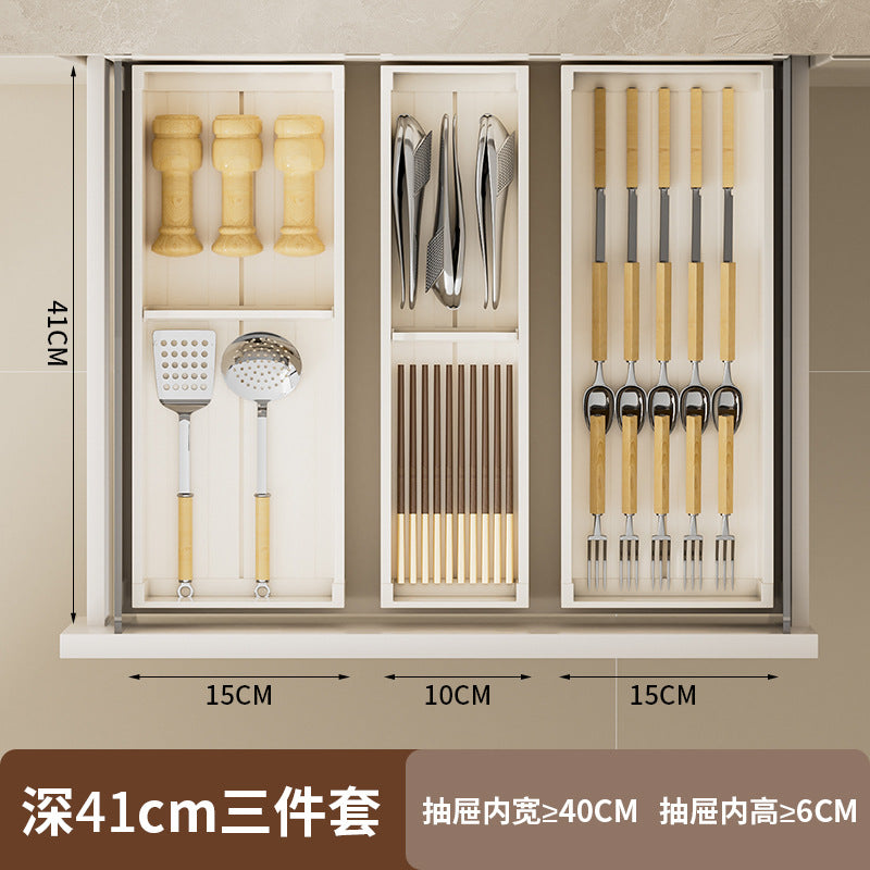 Kitchen drawer storage box partition tableware household finishing cabinet built-in grid knife fork chopsticks kitchen utensils rack