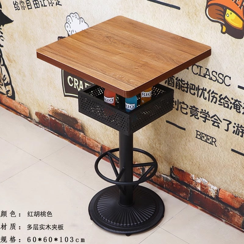 Bar clear bar ktv cafe high table and chair combination retro bar stool industrial style bistro loose table