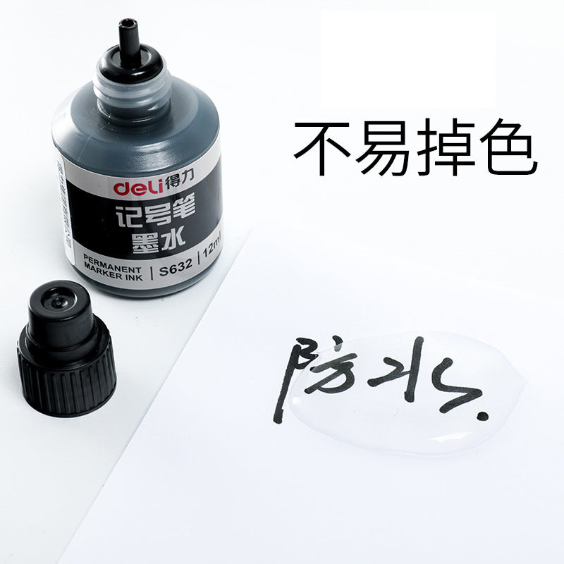 Deli S632 marker ink Oil-based pen ink with S552 refillable marker 12ml large head pen ink