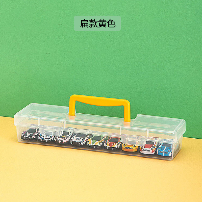 Children's toy car ornament desktop mini car portable storage box transparent square model storage finishing box