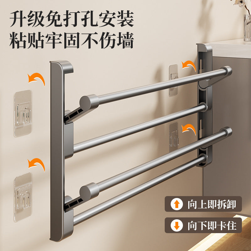 No-drill slipper rack, wall-mounted over-the-door multifunctional bathroom foldable shoe organizer for toilet and washroom shoe storage