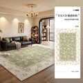 French-style carpet for living room and bedroom, washable and wipeable, green retro style, waterproof sofa and coffee table mat, large area full coverage