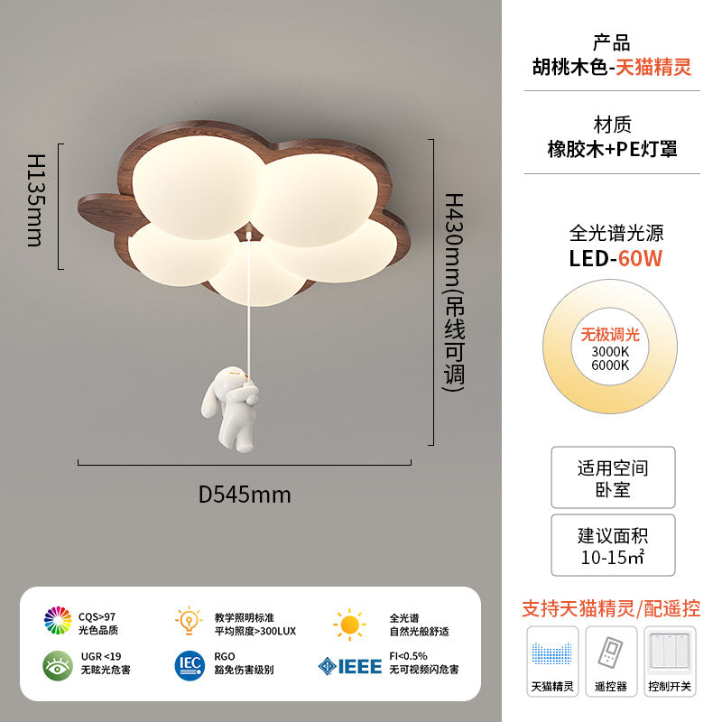 Walnut ceiling light cream antique children's room light creative modeling intelligent lighting warm bedroom light