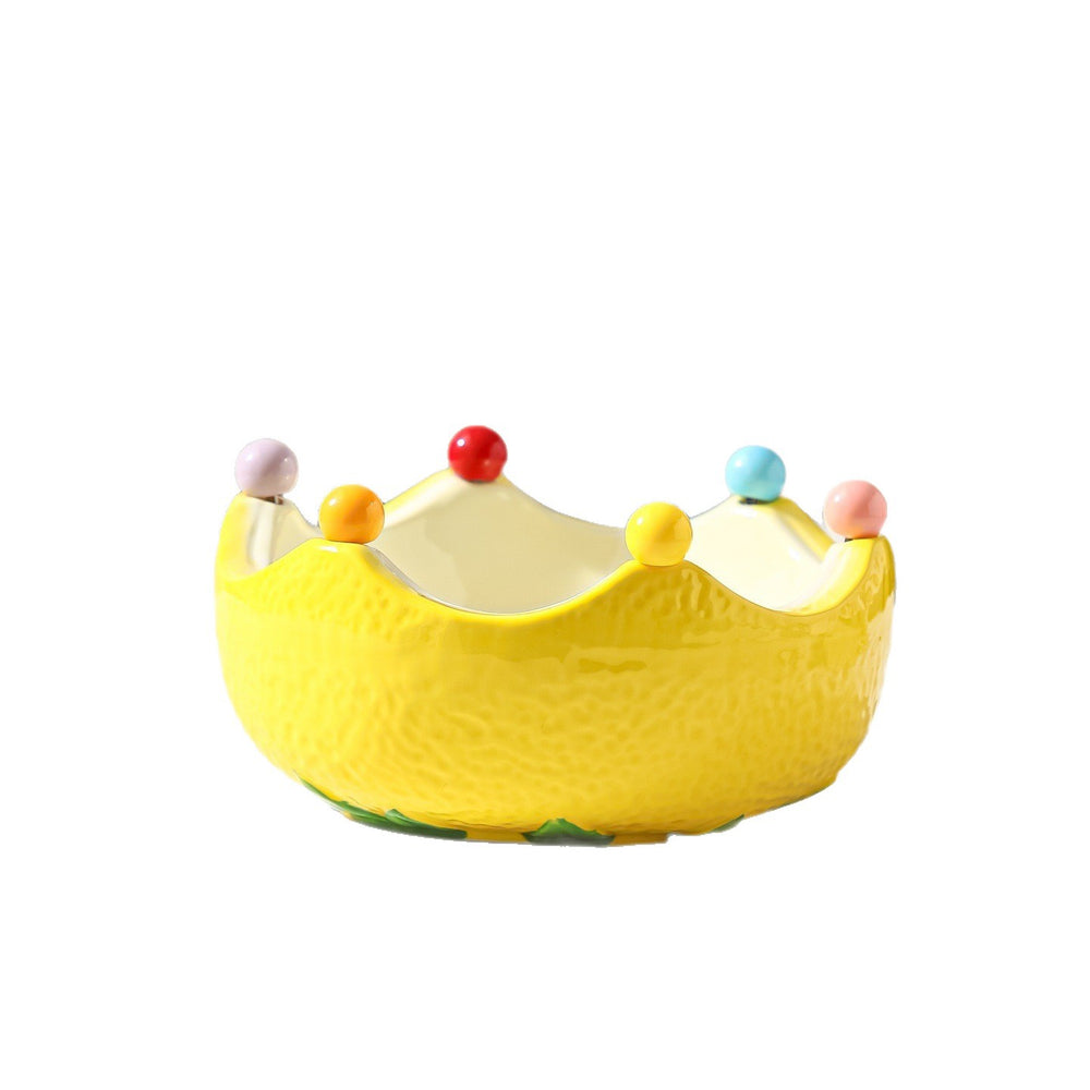 Creative ceramic orange fruit plate salad bowl for home living room stainless steel fork ins good-looking storage bowl