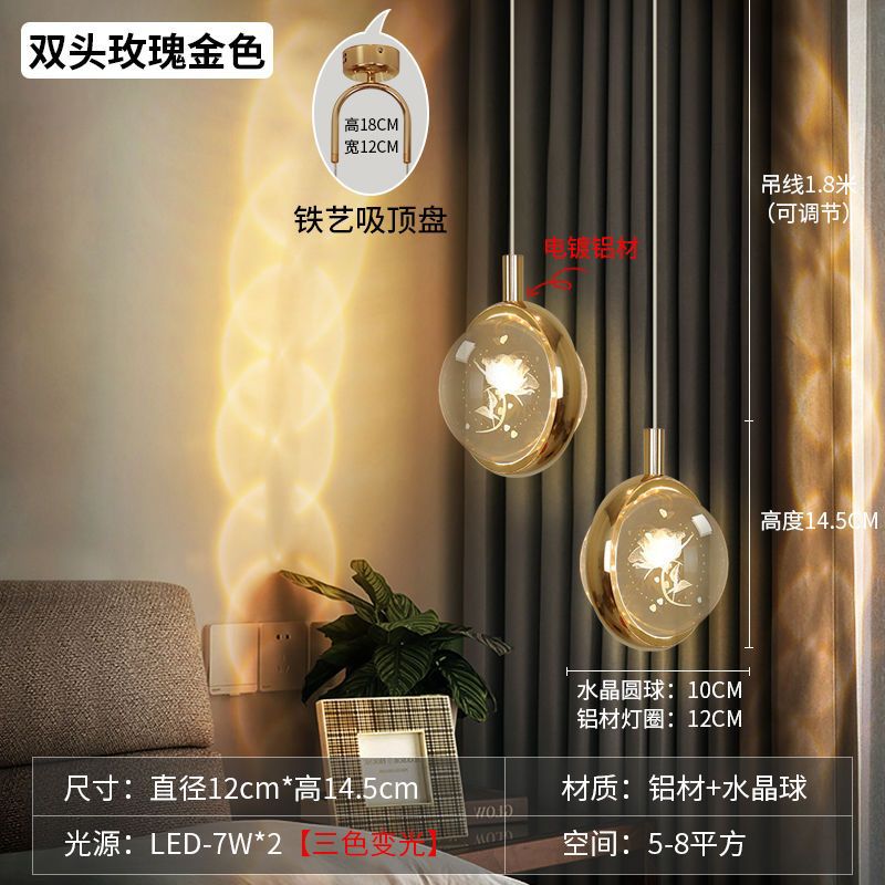 new luxury crystal ball bedside chandelier - trending bedroom, dining room, creative art bar, and cafe lighting