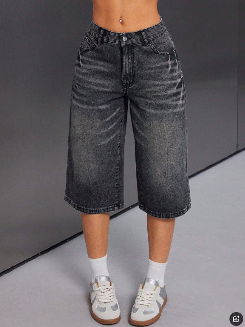 Pre-sale-16008# cross-border fashionexport  new high waist fashion retro half length pants denim shorts