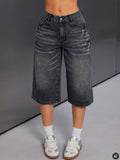 Pre-sale-16008# cross-border fashionexport  new high waist fashion retro half length pants denim shorts