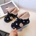 Kids' snow boots: new autumn/winter collection - cute children's shoes with pom-poms and polka dots, stylish and warm cotton shoes for girls