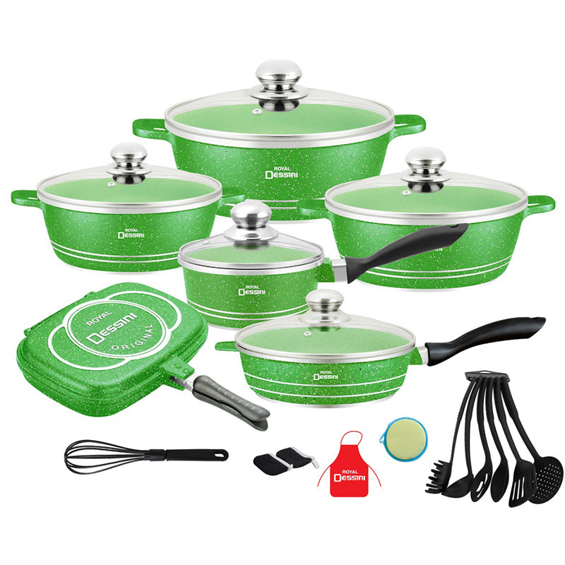 23-piece cookware set: includes stockpots, skillets, and aluminum pans - non-stick cookware, heavy-duty aluminum pans - cross-border e-commerce