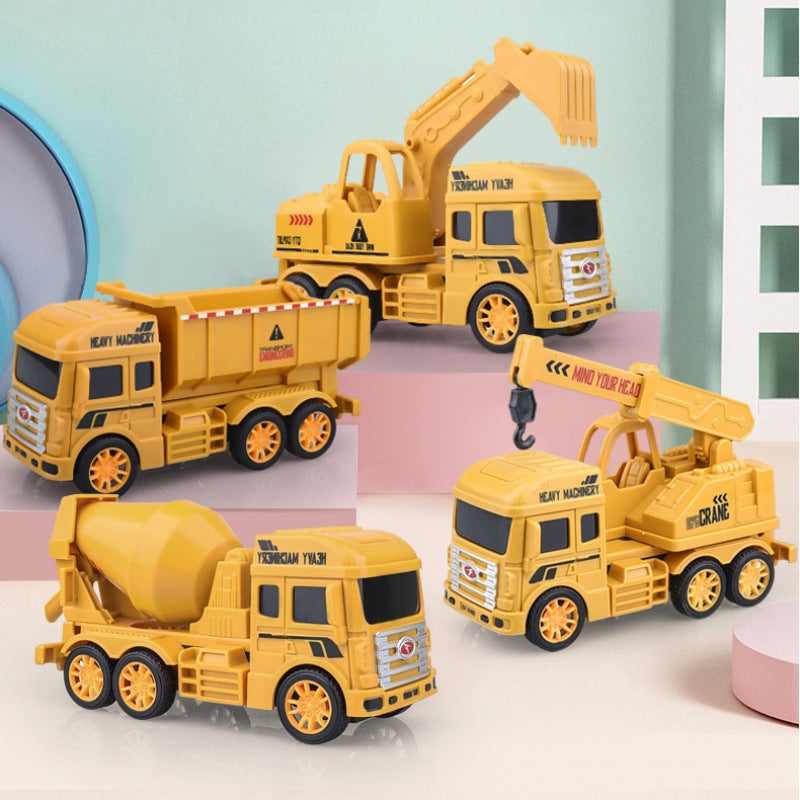 Boys' inertia pull-back excavator bulldozer construction vehicle set - excavator bulldozer toy car - kindergarten small gift toy