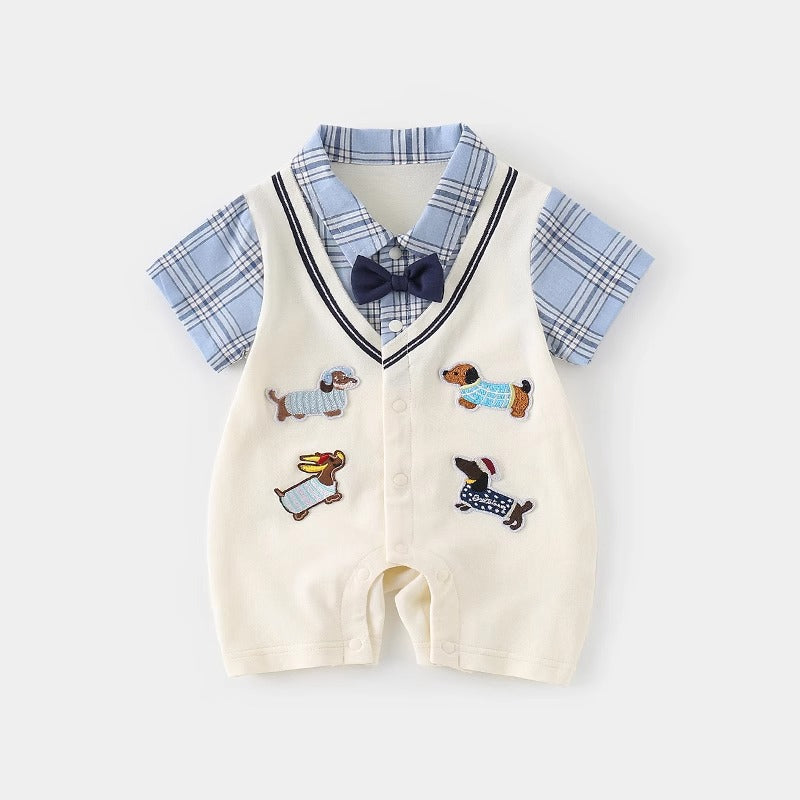 Super cute dopamine outfit baby summer clothes thin baby boy onesie summer clothes outing clothes rompers