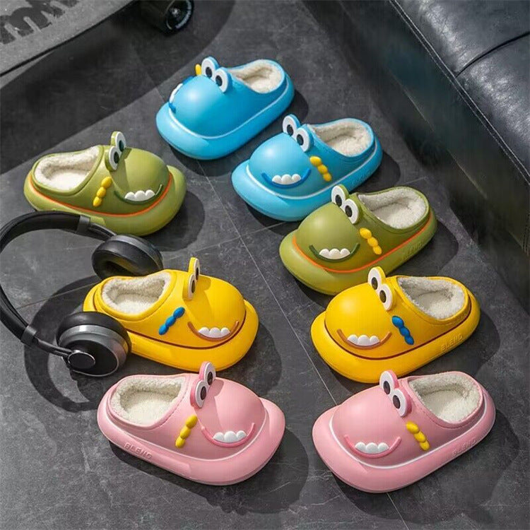 Kids cotton slippers fleece-linedoutwear fur shoes heattech baotou new arrival cartoon waterproofwinter indoor bag