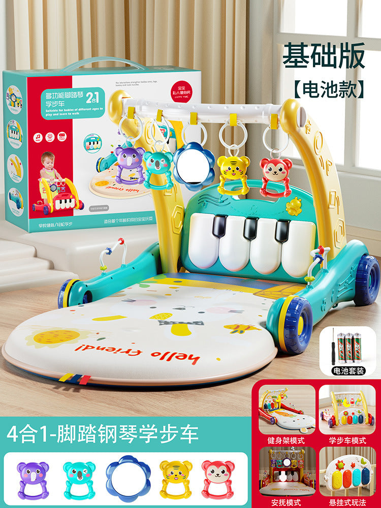 Infant foot pedal piano baby gym dual-use walker toy educational early learning multifunctional musical crawling activity center