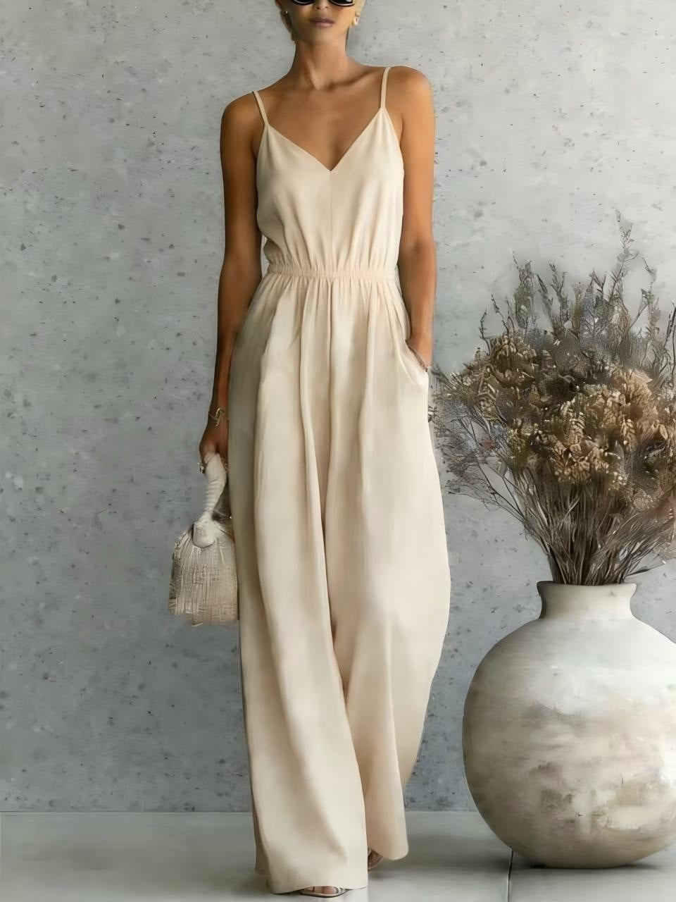 fashion cross-border hot style summer women's suspender one-piece casual wide-leg pants