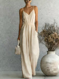 fashion cross-border hot style summer women's suspender one-piece casual wide-leg pants