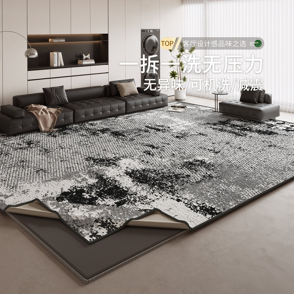 Italian-style removable & washable rug - living room sofa & coffee table sound dampening mat - premium double-layer machine washable bedroom bedside floor mat