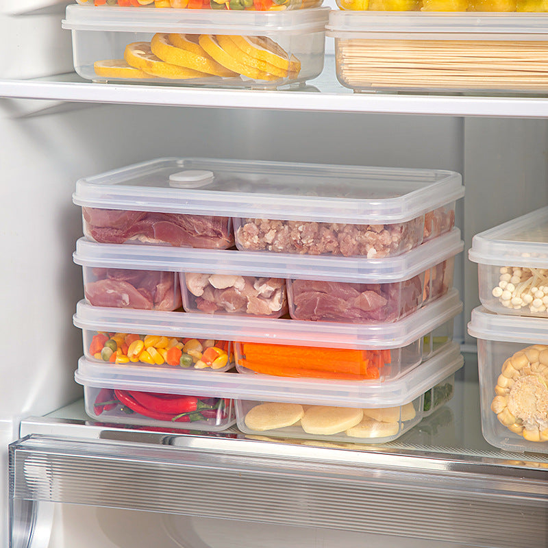 Sealed grid kitchen food storage box transparent food grade vegetable frozen meat sub-packaging refrigerator fresh storage box