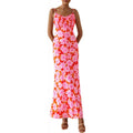 Amazon fashion elegancefloralsilm sleeveless dress women's  summer new beach suspender skirt